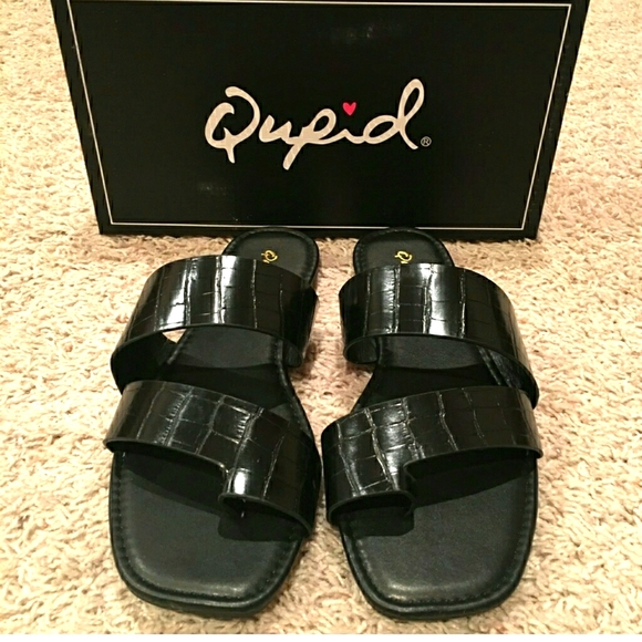 Qupid Shoes - Qupid black crocodile sandals sizes 6.5, 7, 7.5